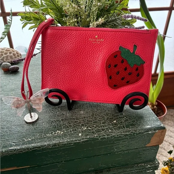 Kate Spade On Purpose Strawberry Mini Leather Wristlet -UVRU0191 - Picture 4 of 11